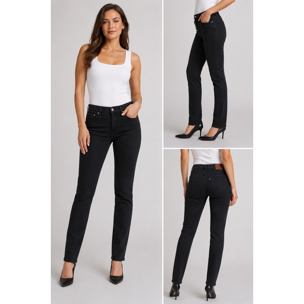 Levis 512 Perfectly Slimming Skinny‎ Jeans Black Denim Womens 12M Stretch 512-11